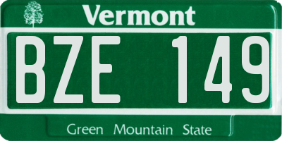 VT license plate BZE149