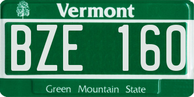 VT license plate BZE160