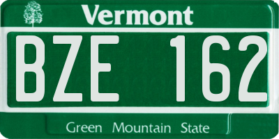 VT license plate BZE162