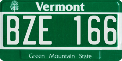 VT license plate BZE166