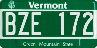 VT license plate BZE172