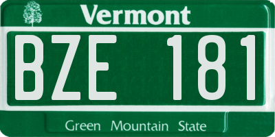 VT license plate BZE181
