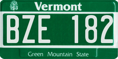 VT license plate BZE182