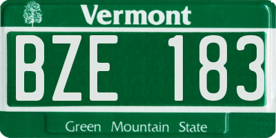 VT license plate BZE183