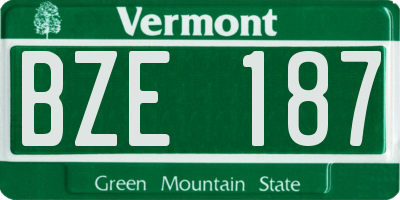 VT license plate BZE187