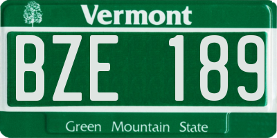 VT license plate BZE189