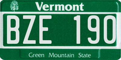 VT license plate BZE190