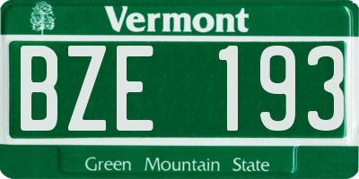 VT license plate BZE193