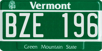 VT license plate BZE196