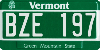 VT license plate BZE197