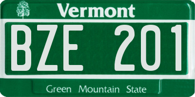 VT license plate BZE201