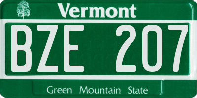 VT license plate BZE207