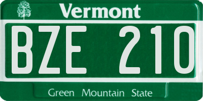 VT license plate BZE210