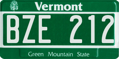 VT license plate BZE212