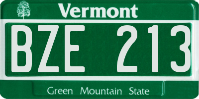VT license plate BZE213