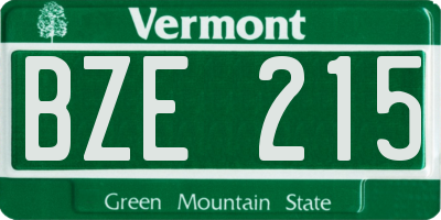 VT license plate BZE215