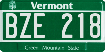 VT license plate BZE218