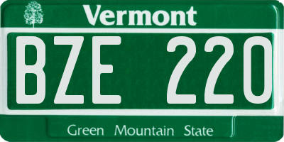 VT license plate BZE220