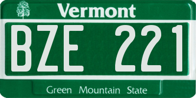 VT license plate BZE221