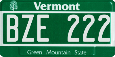 VT license plate BZE222