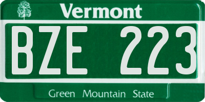 VT license plate BZE223