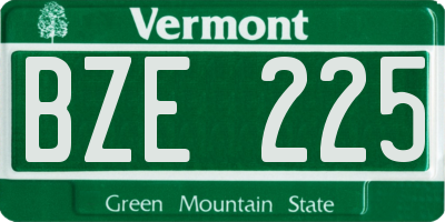 VT license plate BZE225