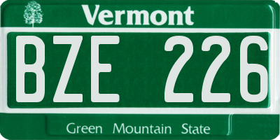VT license plate BZE226