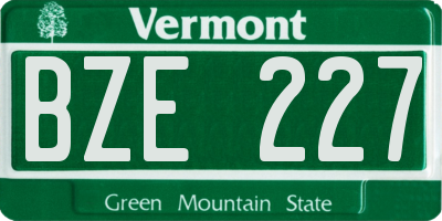 VT license plate BZE227