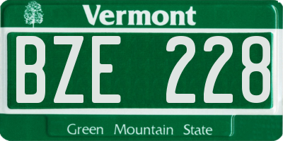 VT license plate BZE228