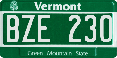 VT license plate BZE230