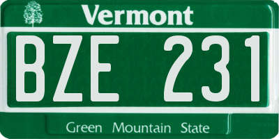 VT license plate BZE231