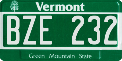 VT license plate BZE232