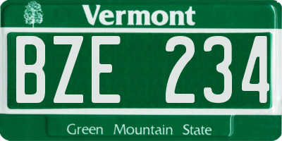 VT license plate BZE234