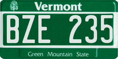 VT license plate BZE235