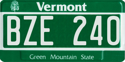 VT license plate BZE240
