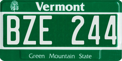 VT license plate BZE244