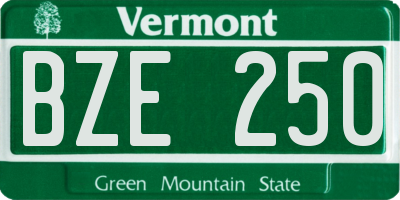 VT license plate BZE250