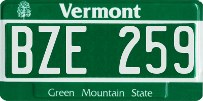 VT license plate BZE259