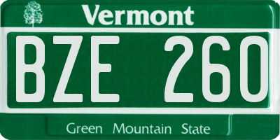 VT license plate BZE260
