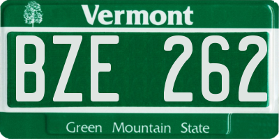 VT license plate BZE262