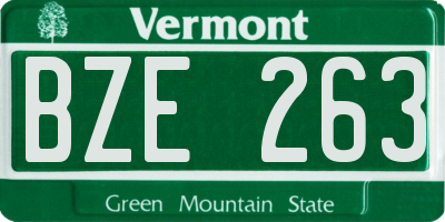 VT license plate BZE263