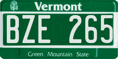 VT license plate BZE265