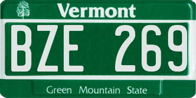 VT license plate BZE269