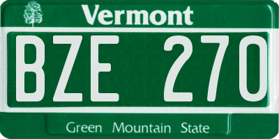 VT license plate BZE270