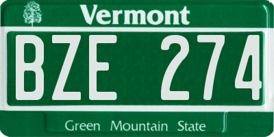 VT license plate BZE274