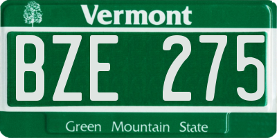 VT license plate BZE275