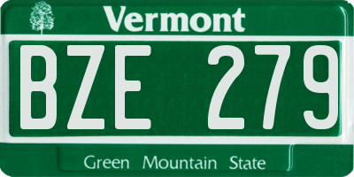 VT license plate BZE279