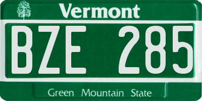 VT license plate BZE285