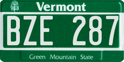 VT license plate BZE287