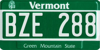 VT license plate BZE288